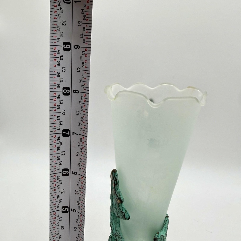 Vintage 90's Brass Hummingbird Verdigris Flower Candle Holder Vase Green Ivy - Picture 15 of 16